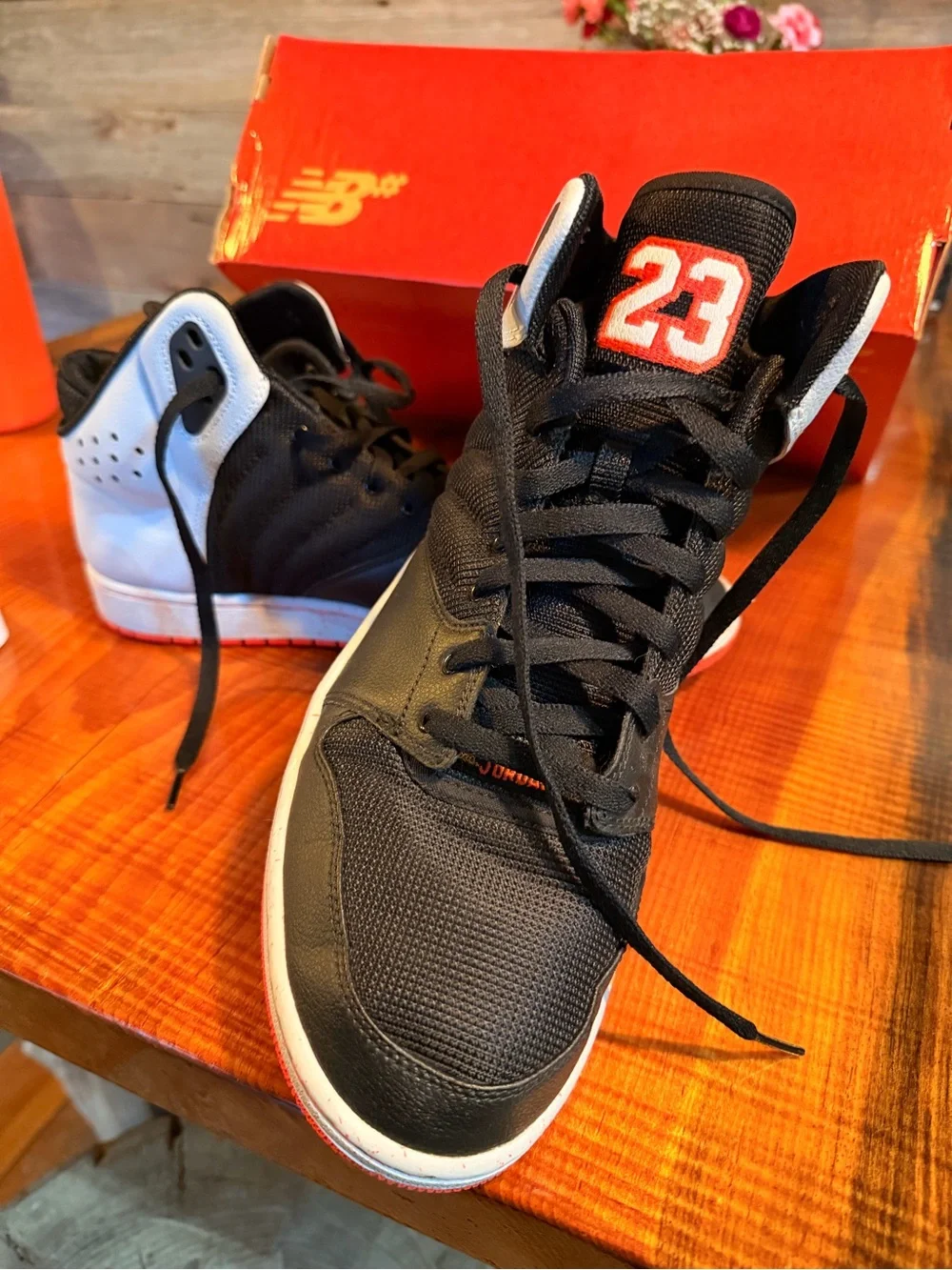 Jordan Black/White/Red Mid-Top Sneakers